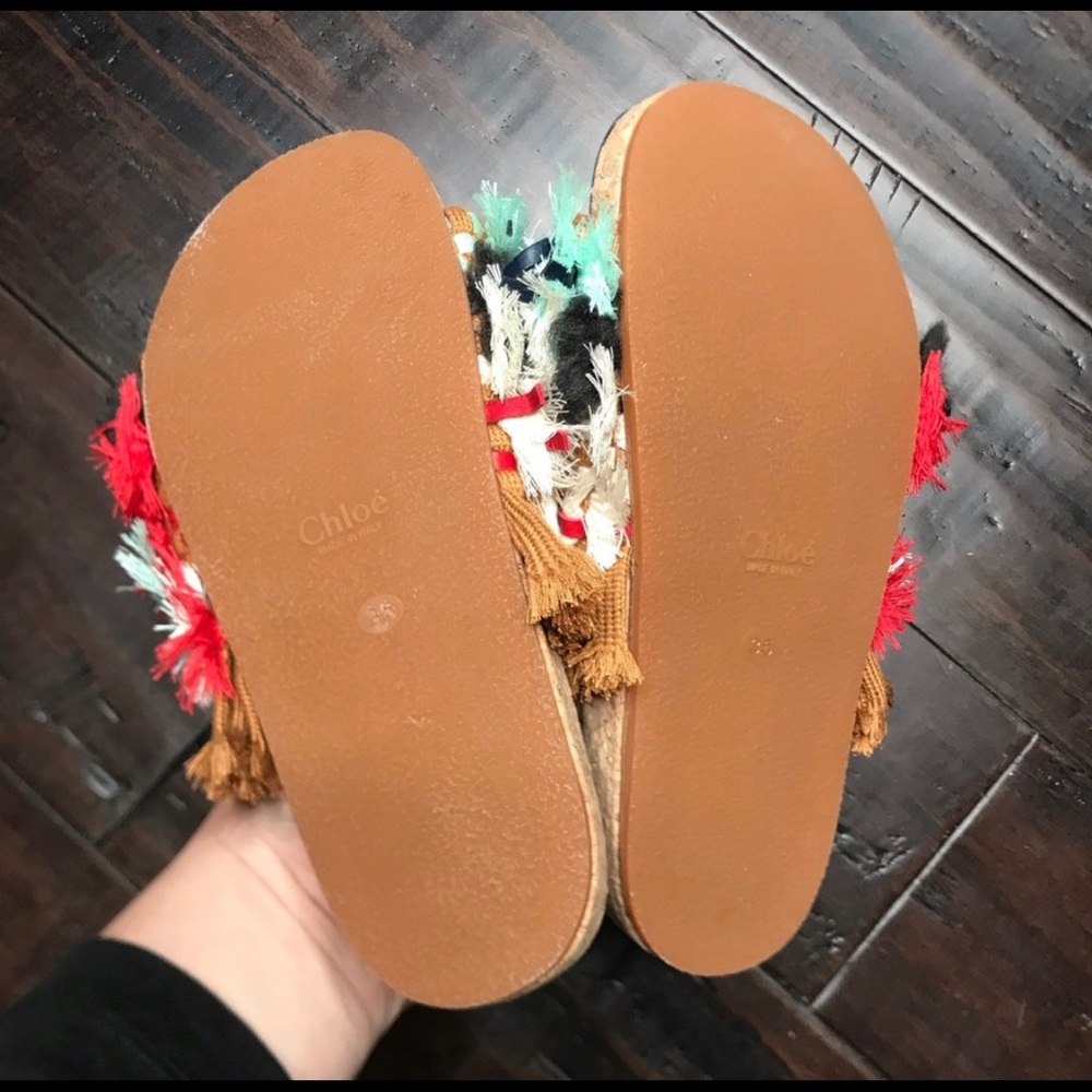 Chloe Kerenn Woven Leather Fringe Sandal Slide - Picture 6 of 11